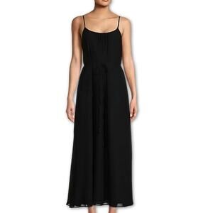 Sam Edelman Maxi Slip Dress Sleeveless Belted Side Pockets Black Women's L NWOT
